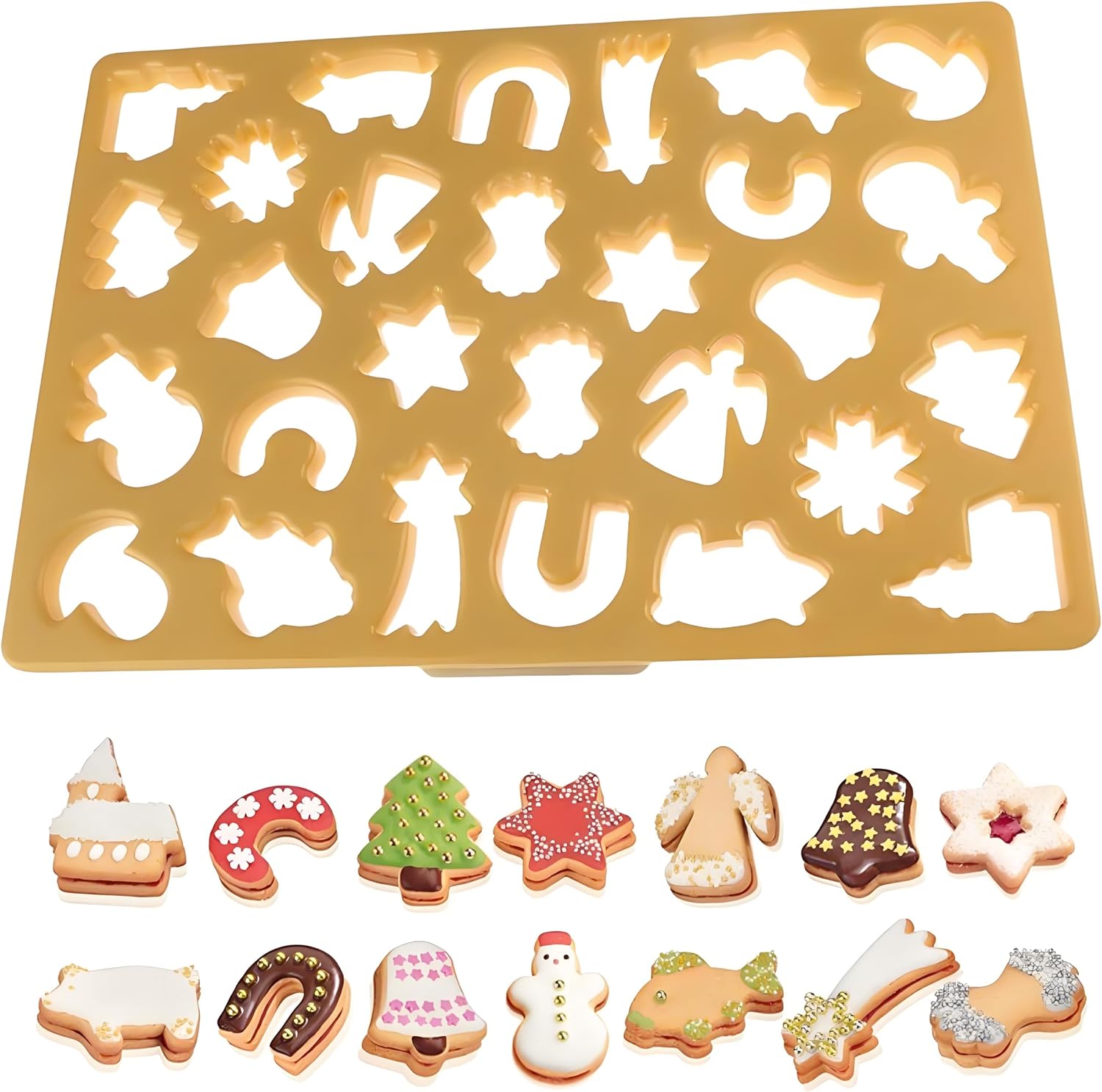 Integrated Cookie Cutter - 22 Festive Shapes No Chilling Needed Yellow