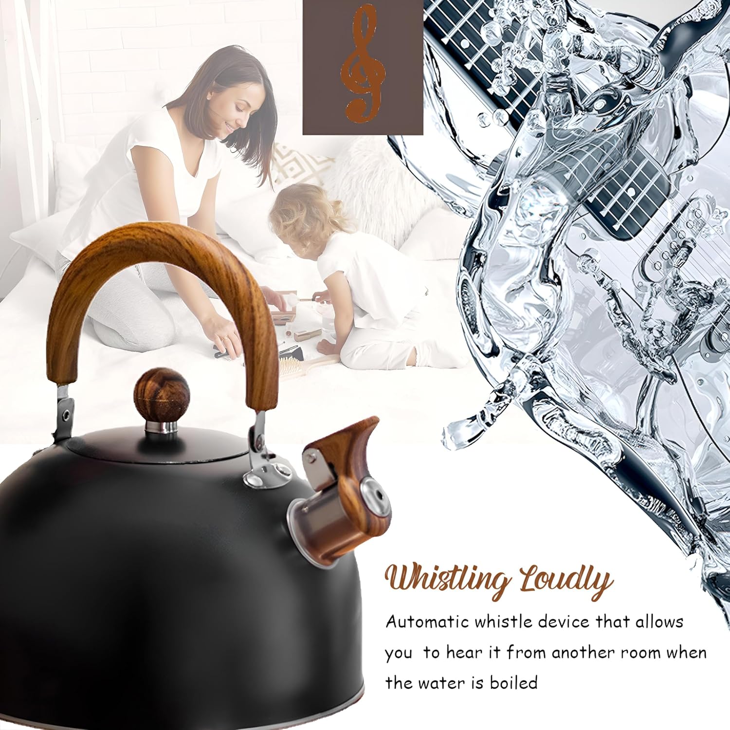Drieamboat 3 Quart Whistling Tea Kettle with Folding Handle
