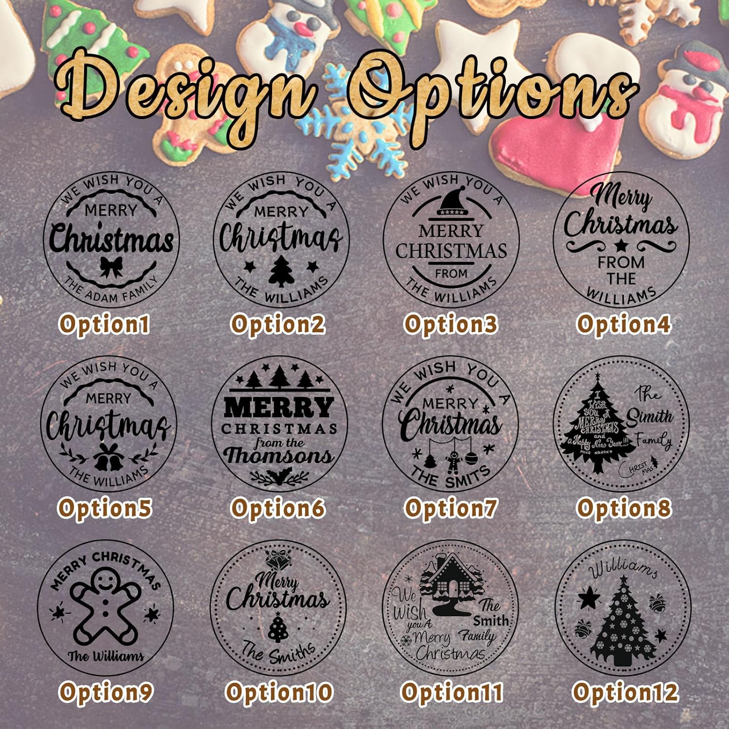 Personalized Christmas Cookie Stamp with Family Name Customized Cutter Mold