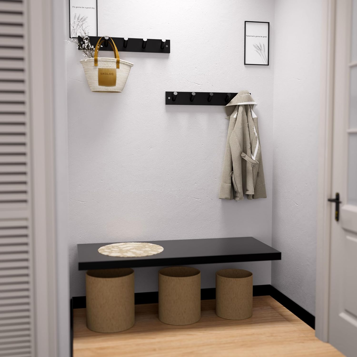 SKOLOO 5 Peg Black Wall Coat Rack