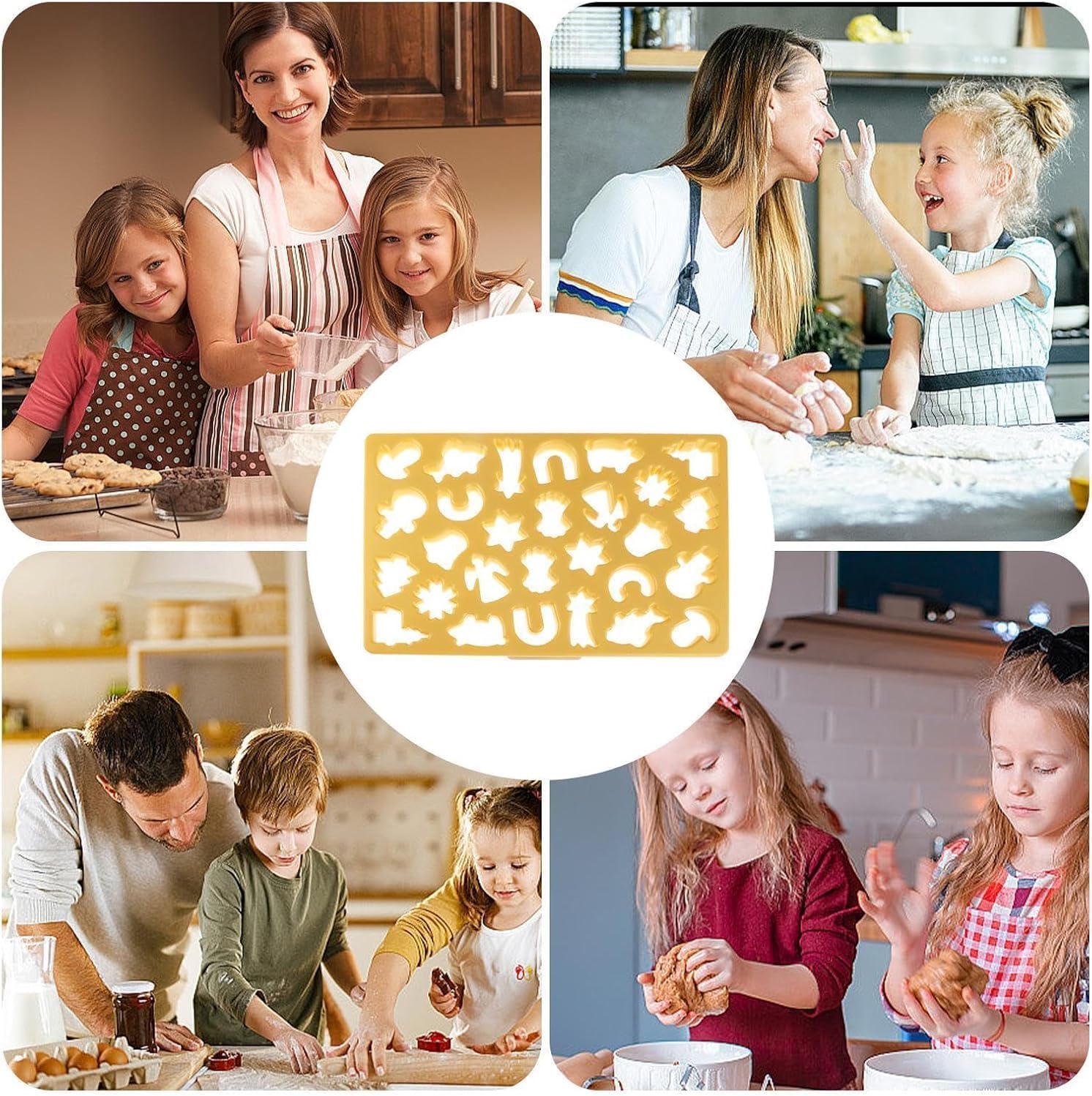 Integrated Cookie Cutter - 22 Festive Shapes No Chilling Needed Yellow