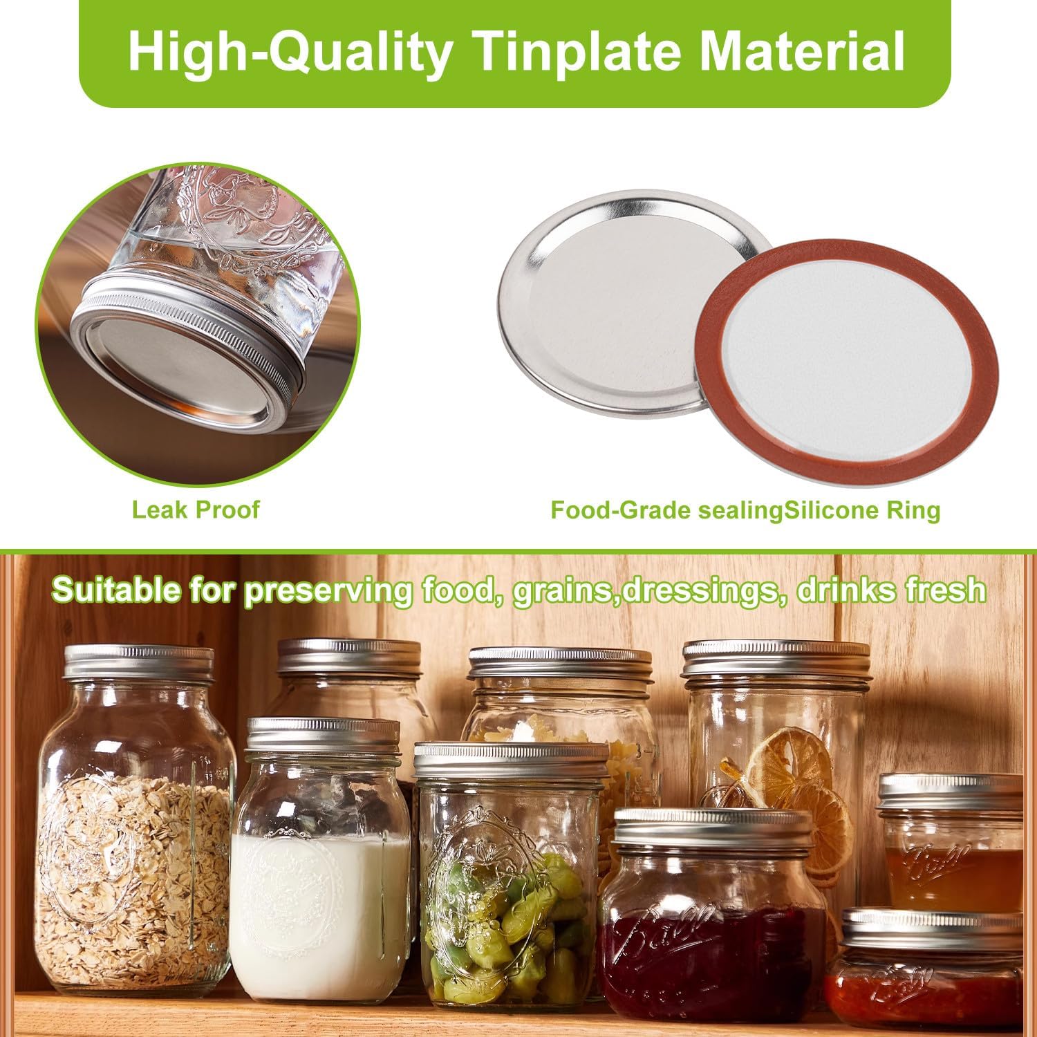 Volenra Canning Jar Lids Regular Mouth Set of 12
