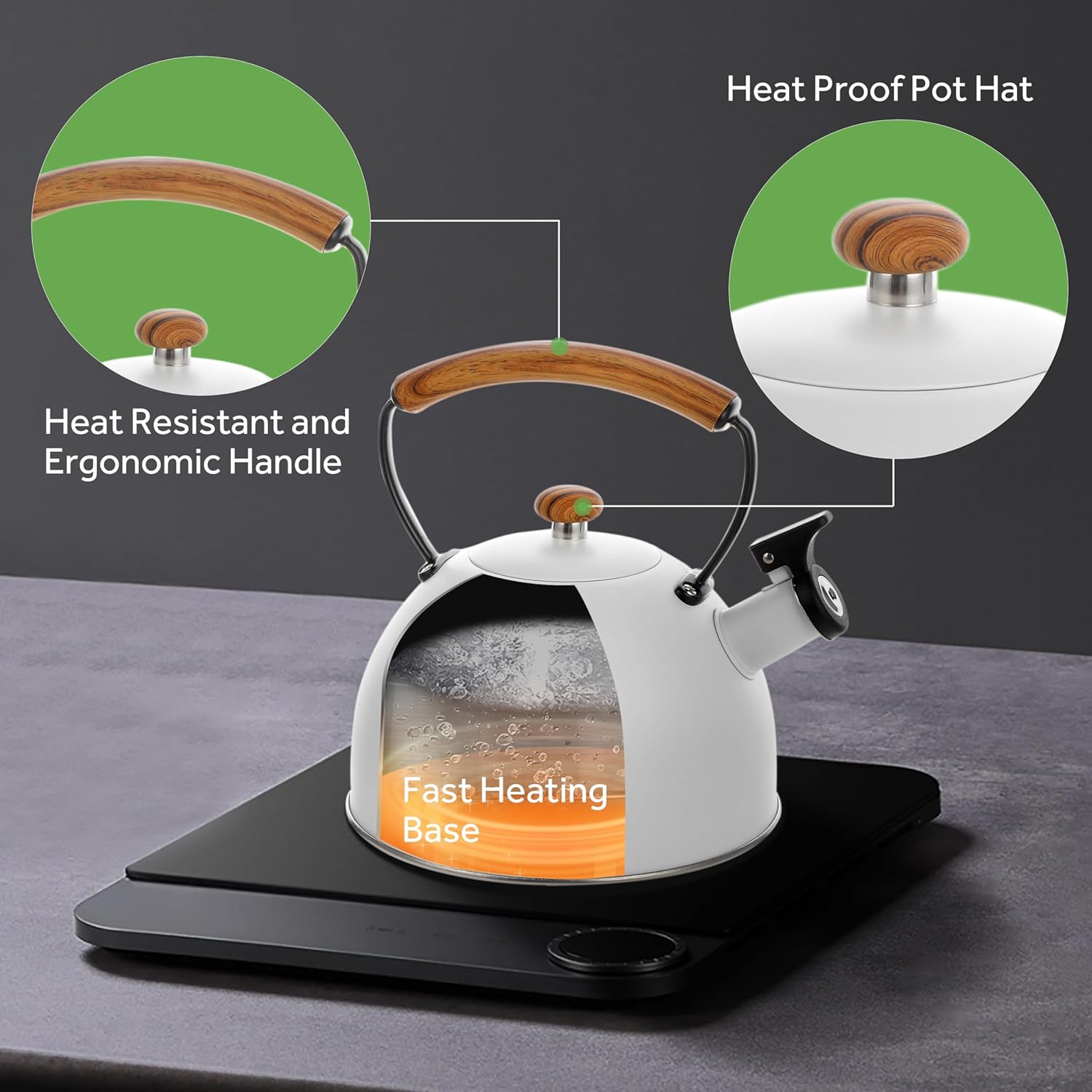 YSSOA Whistling Stovetop Tea Kettle 32 Quart