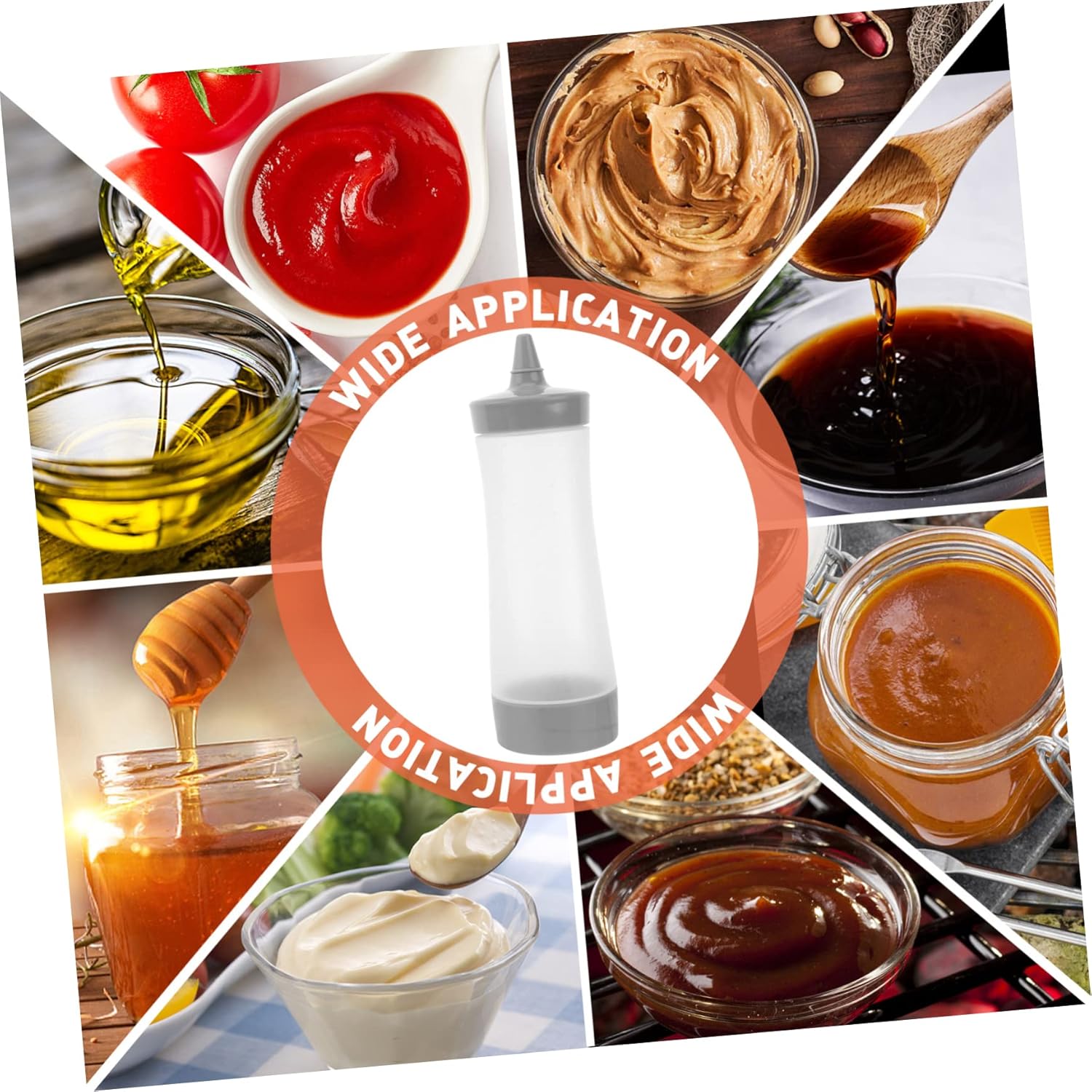 GREENADSCAPE Squeeze Bottle Set of 3 Leakproof Ketchup Mustard Sauce Bottles