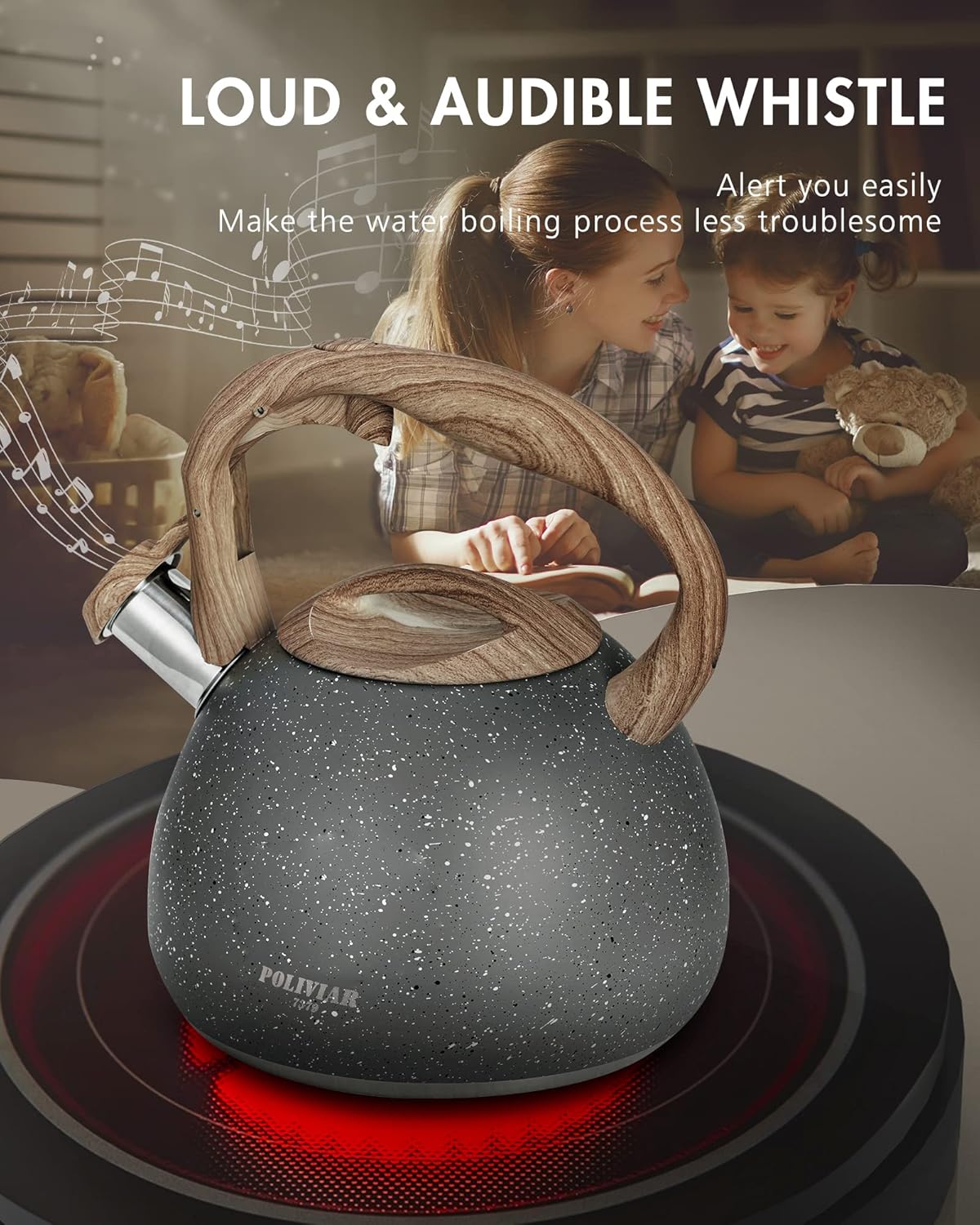 POLIVIAR Tea Kettle 27 Quart Natural Stone Finish