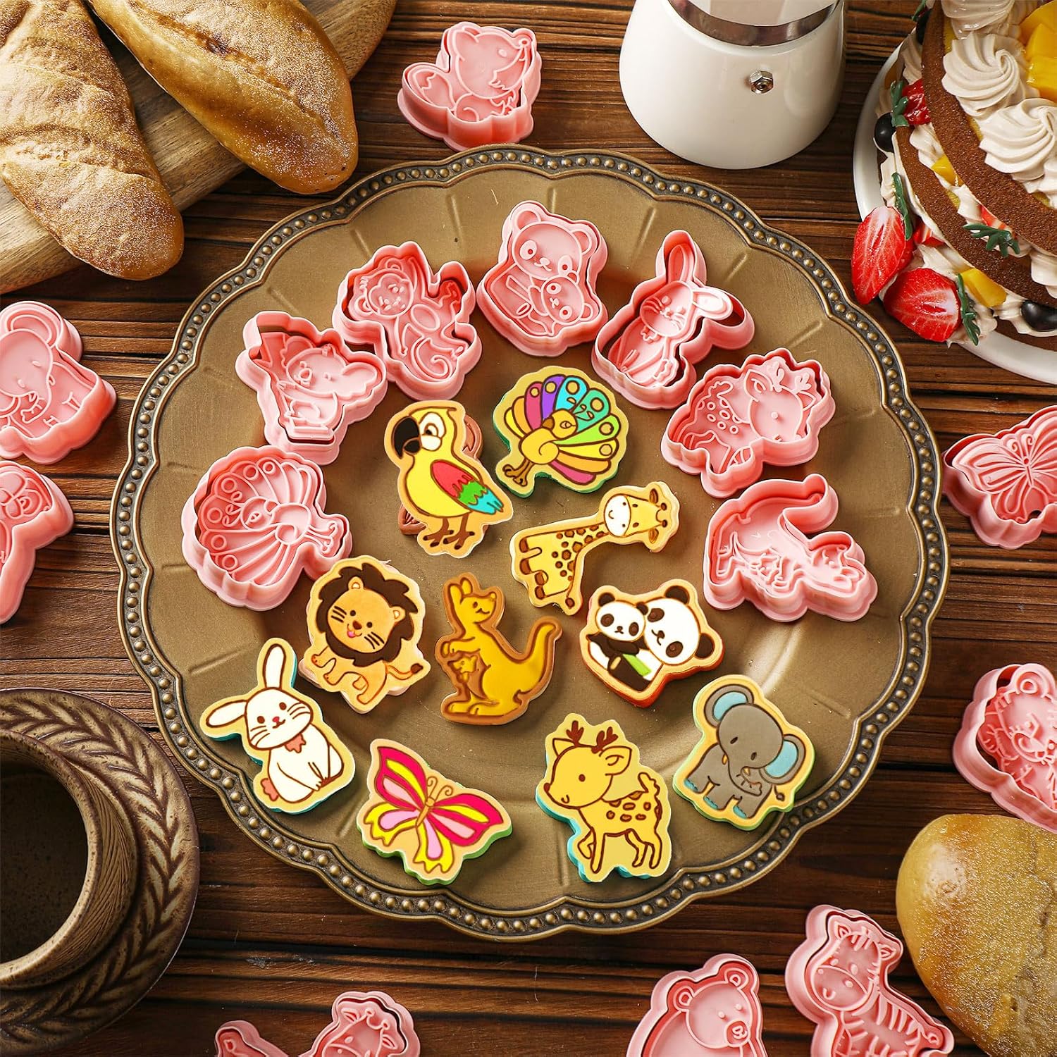 Roshtia 24 Pcs 3D Animal Cookie Cutters Set Plastic 1