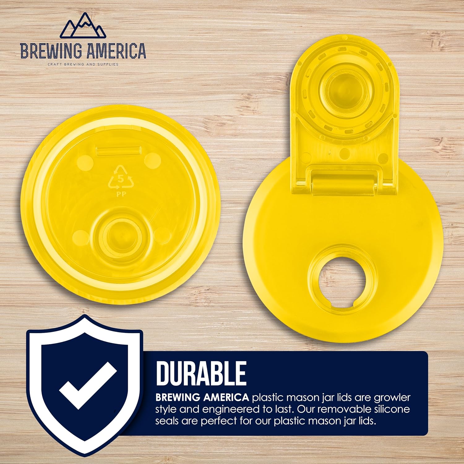 Mason Jar Lids Wide Mouth Plastic 4 Pack - Made in USA Yellow