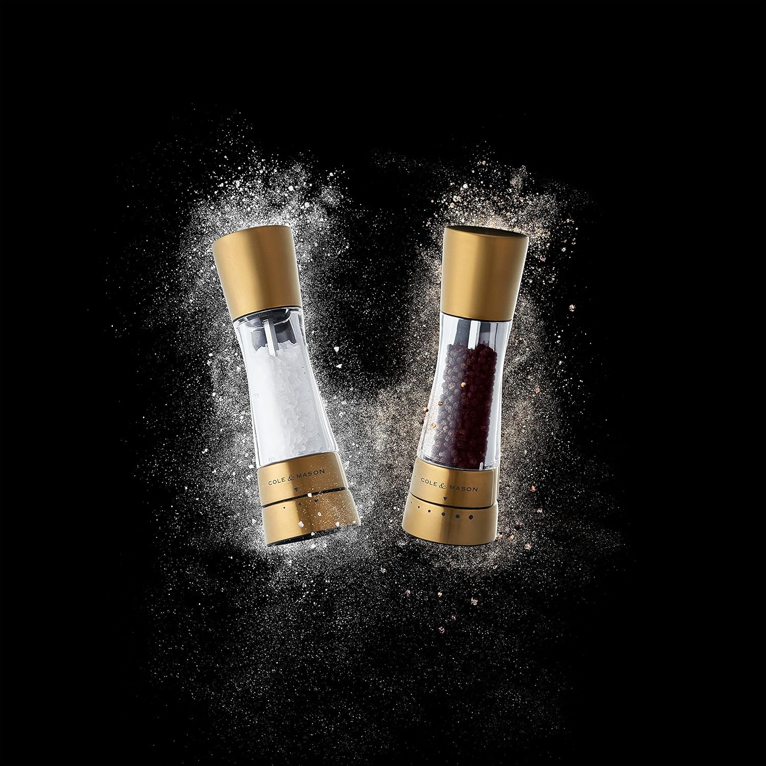 Cole Mason Derwent Gold Salt Pepper Mills Gift Set